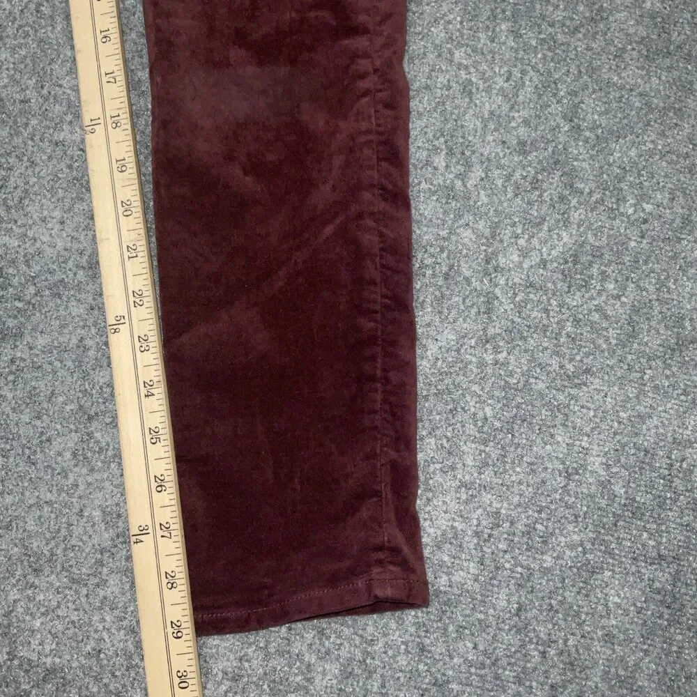 J.CREW Pants Womens Size 28 Plum Burgundy Velvet Skinny Fall Winter Staple